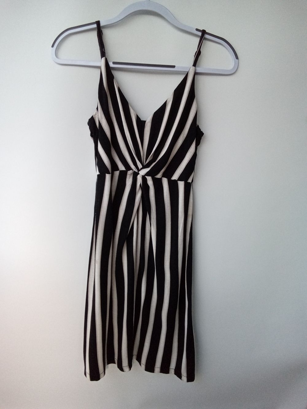 H&M Black White Striped Twist Front Cami Dress Size S